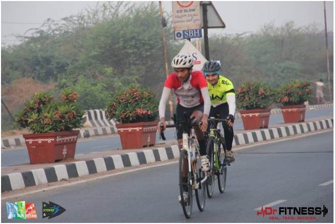 Anirudh cycling ahead of everyone during the duathlon