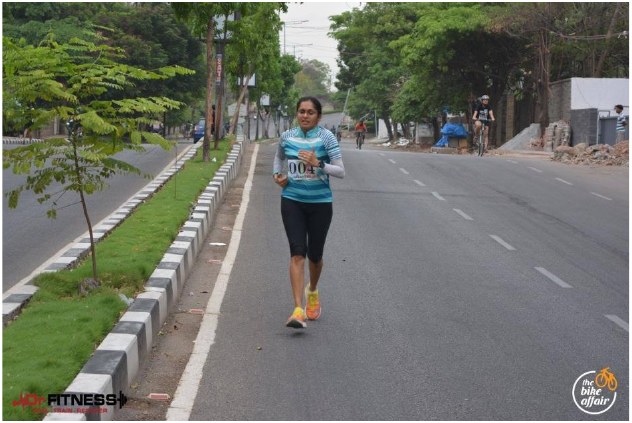 Jayanthi running during the Bike Run Biryani event